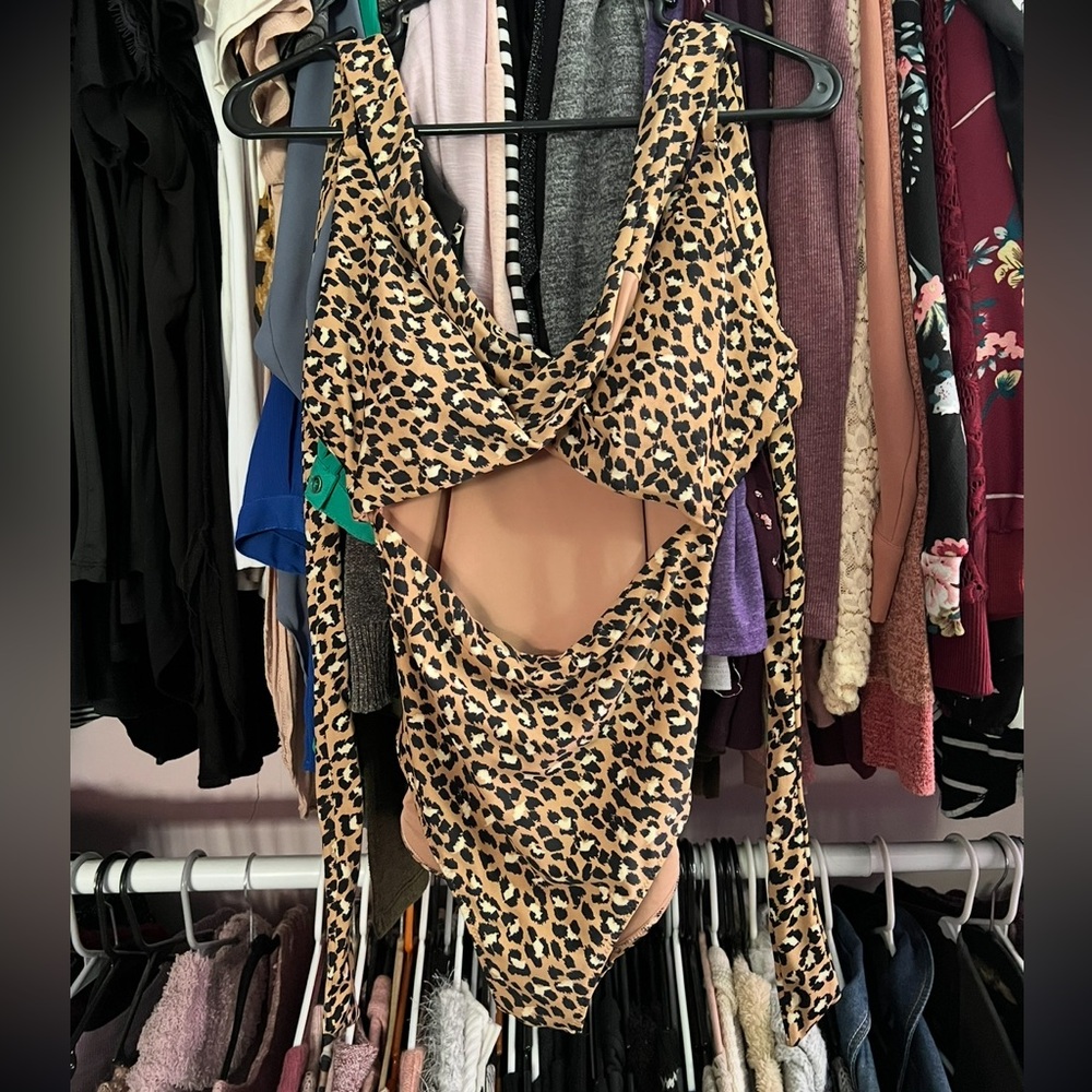 Aerie Leopard Print Cutout Swimsuit